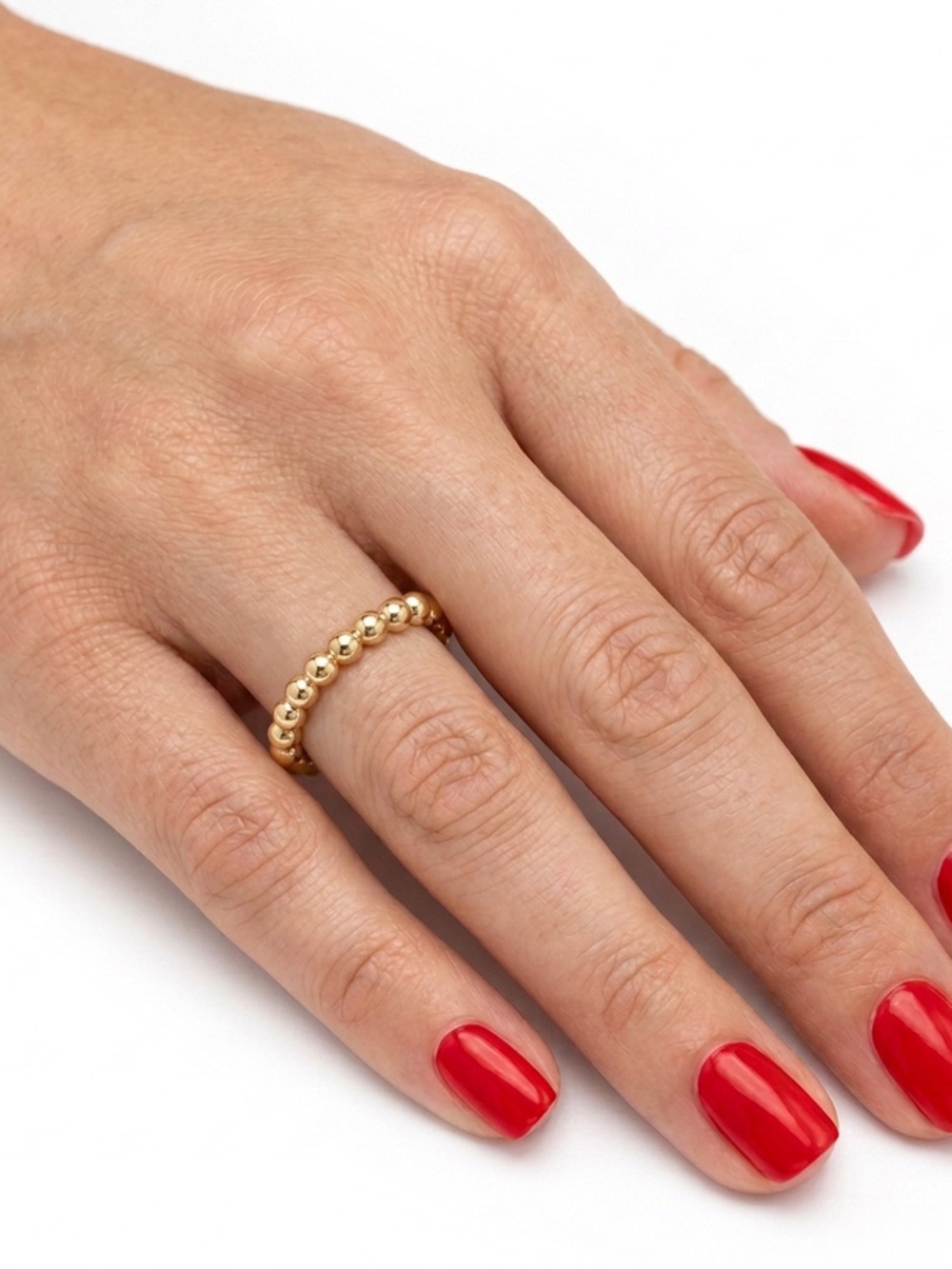 Real 14k Solid Gold 2mm Delicate Gold Bead Stack Ring Fine Jewelry Made in Italy